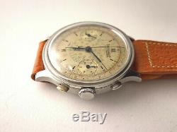 Ultra Rare Vintage Chronograph Eberhard Pre Extra Fort 1940 Step Case 40,3mm