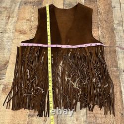 Ultra Rare Vintage Duette Leather Fringe with Chains Vest Made in Spain