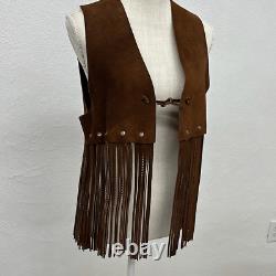 Ultra Rare Vintage Duette Leather Fringe with Chains Vest Made in Spain