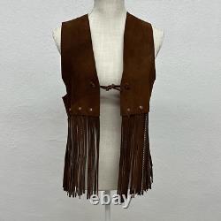 Ultra Rare Vintage Duette Leather Fringe with Chains Vest Made in Spain