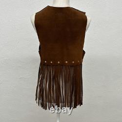 Ultra Rare Vintage Duette Leather Fringe with Chains Vest Made in Spain