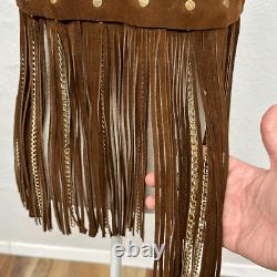 Ultra Rare Vintage Duette Leather Fringe with Chains Vest Made in Spain