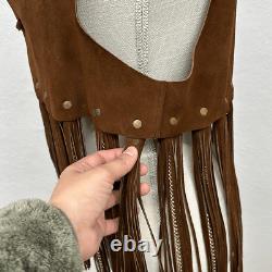 Ultra Rare Vintage Duette Leather Fringe with Chains Vest Made in Spain