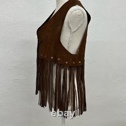 Ultra Rare Vintage Duette Leather Fringe with Chains Vest Made in Spain