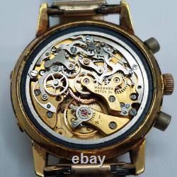 Ultra-Rare Vintage Gigandet Wakmann Gold Filled Valjoux 730 Chronograph Watch