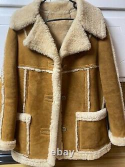 Ultra Rare Vintage Leather Sherpa Wool Coat Small Wow!