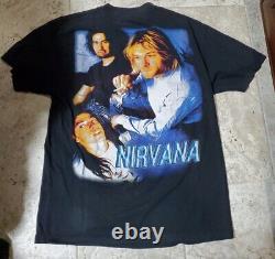 Ultra Rare Vintage Nirvana Aaa Rap T-shirt Smiley Face Band Pic Mens Size Large