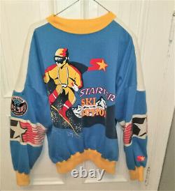 Ultra Rare Vintage Starter Ski Action Crewneck Sweatshirt 80s 90s All over print