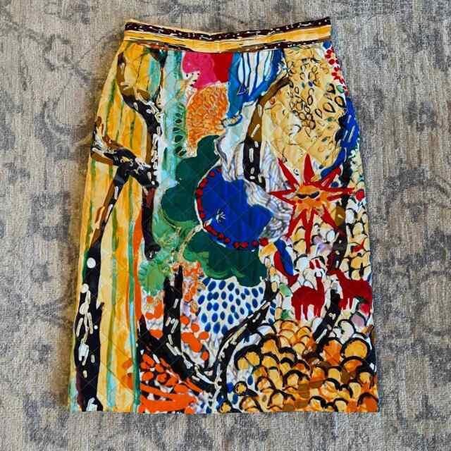 Ultra-rare Vintage Tsumori Chisato Quilted Patterned Pencil Skirt Fits S