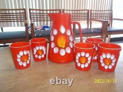 Ultra Rare Vintage Waechtersbach Mid-Century Modern Pitcher with 5 Cups