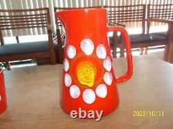 Ultra Rare Vintage Waechtersbach Mid-Century Modern Pitcher with 5 Cups