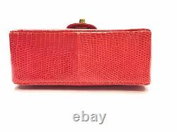 Ultra Rare Vintage vivid red lizard Chanel Mini Flap bag withgold hw