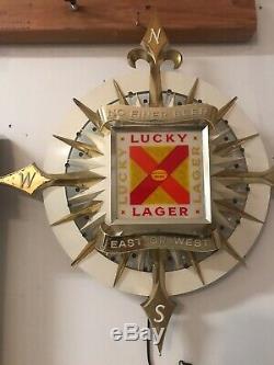 Ultra Rare Vtg Lucky Lager Beer Fiber Motion Beer Sign