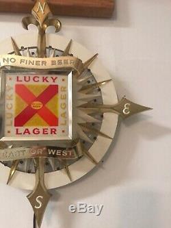 Ultra Rare Vtg Lucky Lager Beer Fiber Motion Beer Sign
