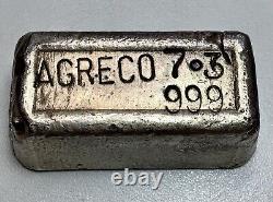 Ultra rare? AGRECO 7.3 oz Vintage 999 Silver Bar Poured Picture Frame Vintage