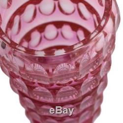 Ultra rare antique vintage Czech saphiret cased cut to clear glass vase