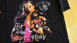 Ultra-rare vintage WWF Bret Hart Sharpshooter autograph 1997 XL black t-shirt