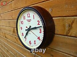 VINTAGE ELECTRIC SMITHS SECTRIC RED FACED RAILWAY CLOCK. Restored Ultra Rare
