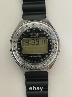 VINTAGE Men's S/S Citizen 49-9315 Calculator ULTRA RARE LCD digital watch 1977