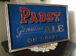 Vintage 1930s PABST BLUE RIBBON BEER & ALE ON DRAFT R. Price Sign ULTRA RARE PBR