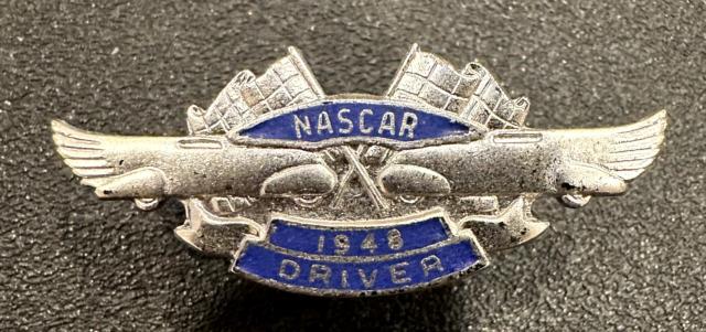 Vintage 1948 Nascar Driver Pin Silver & Blue Ultra Rare 1st Year Pin