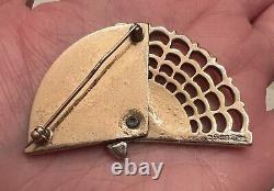 Vintage 1949 Boucher Phrygian Cap Moveable Fan Brooch Signed Ultra Rare