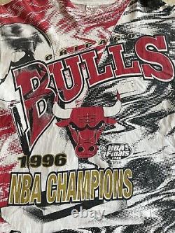 Vintage 1996 AOP Chicago Bulls Tshirt Single Stitch Ultra Rare Pippen Jordan