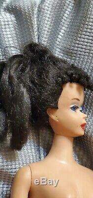 Vintage #3 Barbie Doll Brunette Ponytail with ultra rare Blue Eyeliner