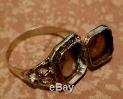 Vintage 40's WWII DeCo rare poison peel oficer gold 14k ring size 9 ultra rare