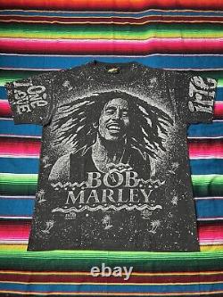 Vintage Bob Marley 90s 80s One Love AOP Shirt ULTRA RARE XL JamaicanStyle Single