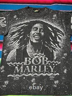 Vintage Bob Marley 90s 80s One Love AOP Shirt ULTRA RARE XL JamaicanStyle Single