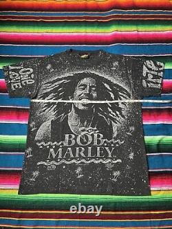 Vintage Bob Marley 90s 80s One Love AOP Shirt ULTRA RARE XL JamaicanStyle Single