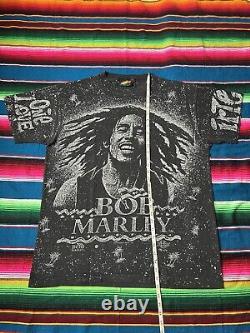 Vintage Bob Marley 90s 80s One Love AOP Shirt ULTRA RARE XL JamaicanStyle Single