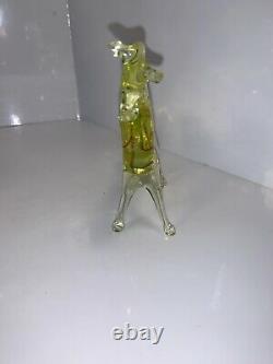 Vintage Cenedese Murano Uranium Vaseline Art Glass Horse Ultra Rare 4 1/2
