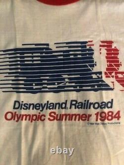 Vintage Disneyland Railroad Olympic Summer 1984 T-Shirt (L) Ultra Rare USA
