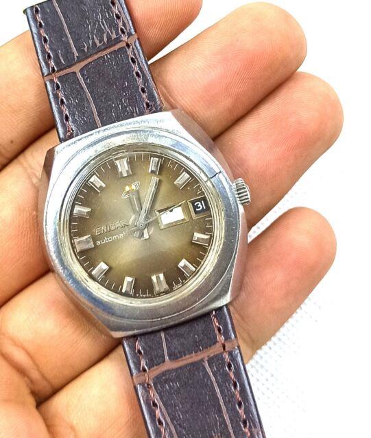 Vintage Enicar Watch Ocean Pearl Automatic Day Date Brown 1970's Ultra Rare Men