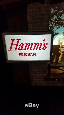 Vintage Hamm's Rustic Negro Lighted Beer Sign Cabin Style Bar ULTRA RARE