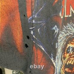Vintage Iron Maiden Band T-shirt 80s 90s Size 2XL All Over Print ULTRA RARE