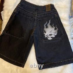 Vintage JNCO Jean Shorts Skull Flame Ghost Rare Sz 30 Vtg Jnco Jorts Ultra RARE