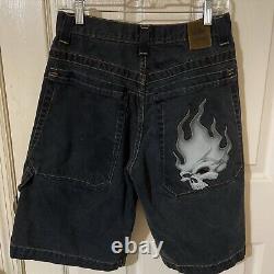 Vintage JNCO Jean Shorts Skull Flame Ghost Rare Sz 30 Vtg Jnco Jorts Ultra RARE