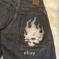 Vintage JNCO Jean Shorts Skull Flame Ghost Rare Sz 30 Vtg Jnco Jorts Ultra RARE