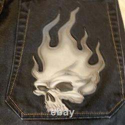 Vintage JNCO Jean Shorts Skull Flame Ghost Rare Sz 30 Vtg Jnco Jorts Ultra RARE