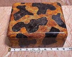 Vintage Maitland-Smith Wood Jewelry Trinket Box! Ultra Rare Faux Python Snake
