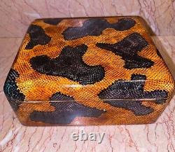 Vintage Maitland-Smith Wood Jewelry Trinket Box! Ultra Rare Faux Python Snake