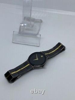 Vintage Movado 84-40-881-A Wrist Watch Ladies Rare Quartz Swiss Ultra Slim Black