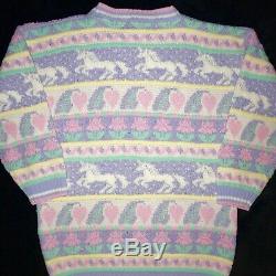 Vintage Pastel Unicorn Sweater Heartworks Sparkle 80s 90s Adele Ultra Rare
