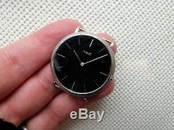 Vintage Piaget Ultra-Thin Mens Watch, ref. 9034, 18K White Gold, Rare Onyx Dial