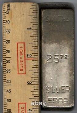 Vintage Poured Ultra Rare SMITHS 25.72 oz. 9999 Silver Bar