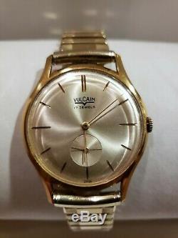 Vintage Rare Vulcain Mens Ultra Thin Slim 17 Jewel Wristwatch Watch Running