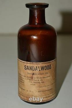 Vintage Sandalwood Essential Oil Perfume Parke Davis Co Glass Bottle Ultra Rare